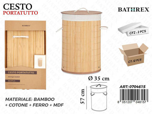Bathrex Cesto In Bambu Tondo 35*57Cm