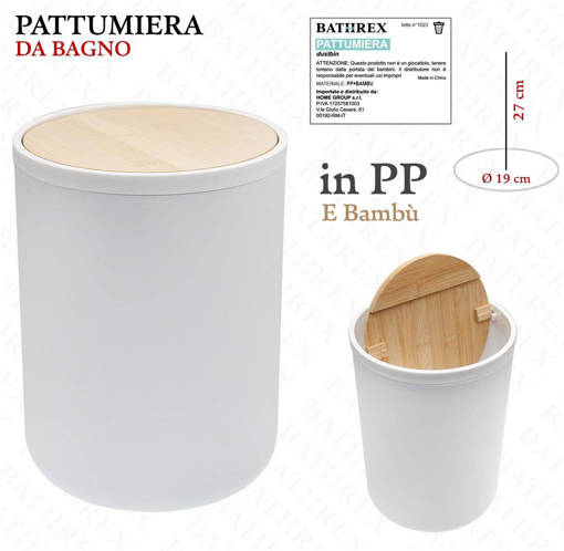 Bathrex L.Bambu' Pattumiera Bianco