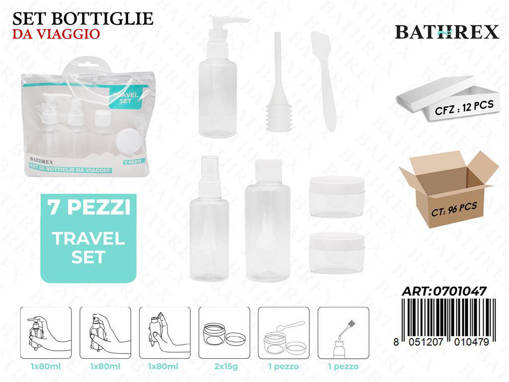Bathrex.Set 7Pz Bottiglie Da Viaggio 80Ml