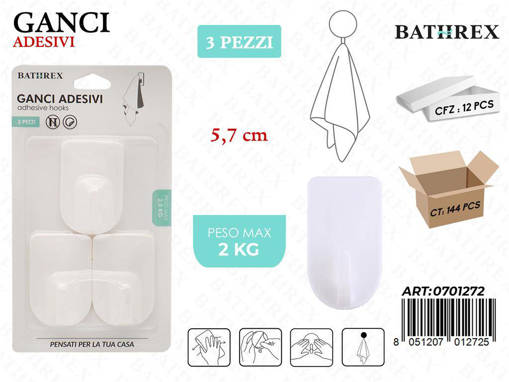 Bathrex.Ganci Adesivi 3Pz