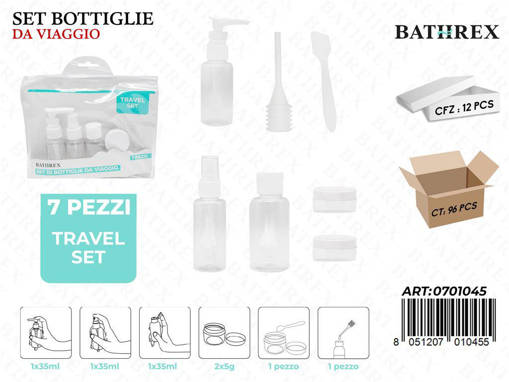 Bathrex.Set 7Pz Bottiglie Da Viaggio 35Ml