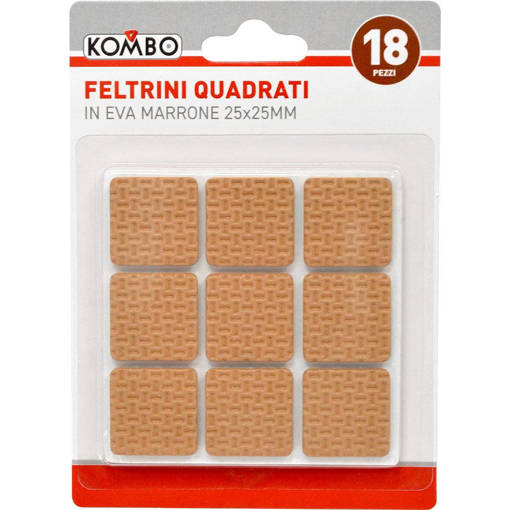 Kombo Set 18 Pz Feltrini Quadrati In Eva Marrone 25X25Mm