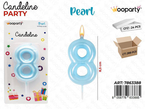 Wooparty Candeline Cel. Pearl N.8 8.5Cm /Pz Da 24**