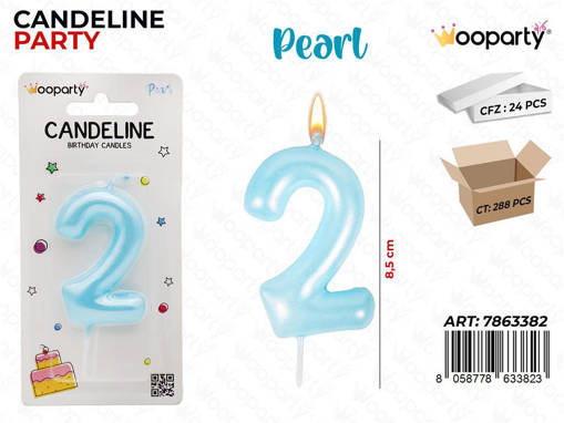 Wooparty Candeline Cel. Pearl N.2 8.5Cm /Pz Da 24**