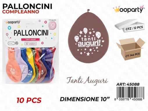 PALLONE TANTI AUGURI MULTICOLORE 10PZ