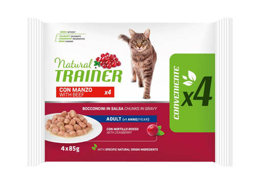 Natural Trainer Gatto Adulto 4*85 gr, Manzo