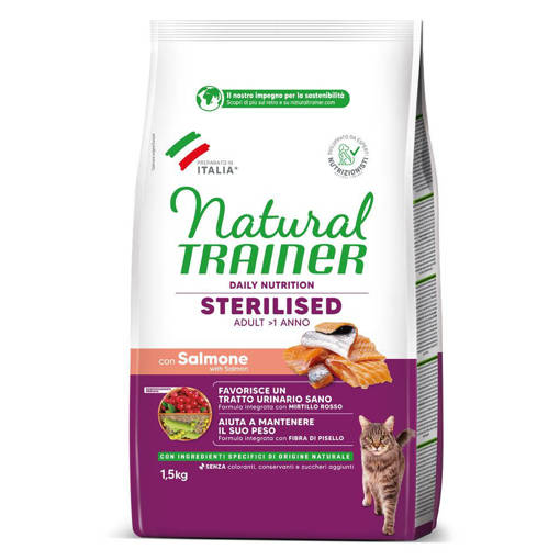 Natural Trainer Gatto Sterilizzato 1,5 kg con Salmone