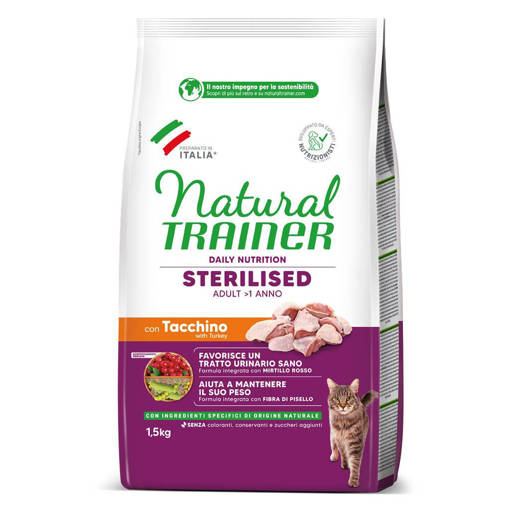 Natural Trainer Gatto Sterilizzato 1,5 kg con Tacchino