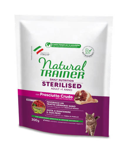 Natural Trainer Gatto Sterilizzato 300 gr con Prosciutto