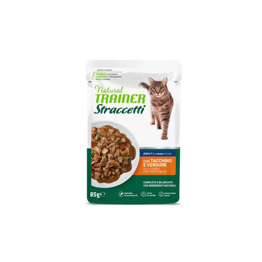 Natural trainer STRACCETTI Gatto Adulto 85gr con Tacchino e Verdure 