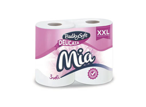 Bulkysoft Mia XXL Carta Igienica 4 Rotoli Delicata 3 Veli 300 Strappi