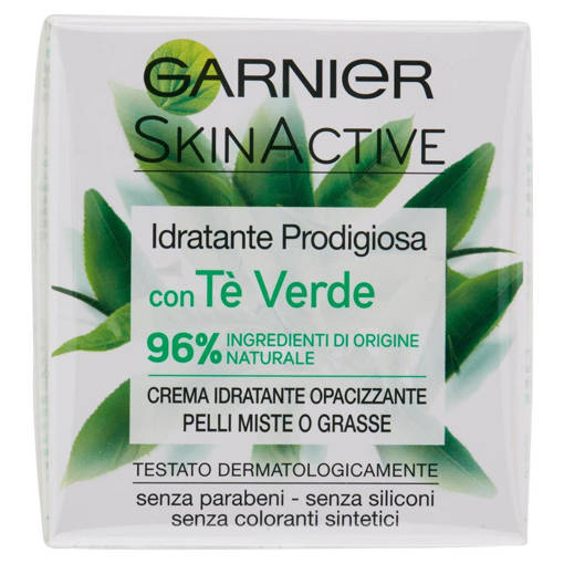 Garnier Skinactive Idratante Prodigiosa Con Te' Verde Crema Idratante Opacizzante 50 ml Pelli Miste O Grasse