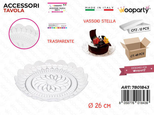 Wooparty Vassoio Stella Trasp. D.26Cm /Pz Da 12**