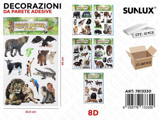 SUNLUX STICKERS ADV ANIMALI 32.5*49CM /PZ DA 12**