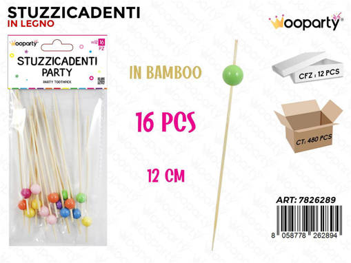 Stuzzicadenti Party In Bamboo 16Pcs 12Cm Pz Da 12**