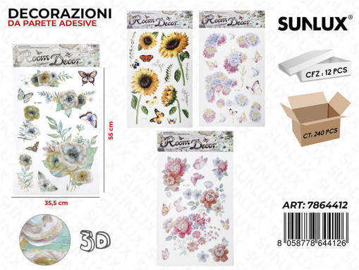Stickers Adesivi 3D Ass. 35.5*55Cm /Pz Da 12**