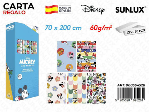 Rot. Carta Regalo Mickey Ass. 70*200Cm 60Gr