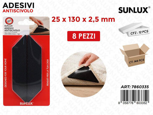 Sunlux Adv Antiscivolo Nero 8Pcs 25*130*2.5Mm