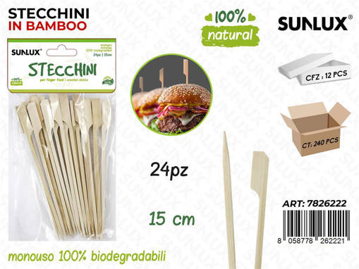 Sunlux Stecchini In Bamboo Biodegr. 24Pcs 15Cm /Pz Da 12**