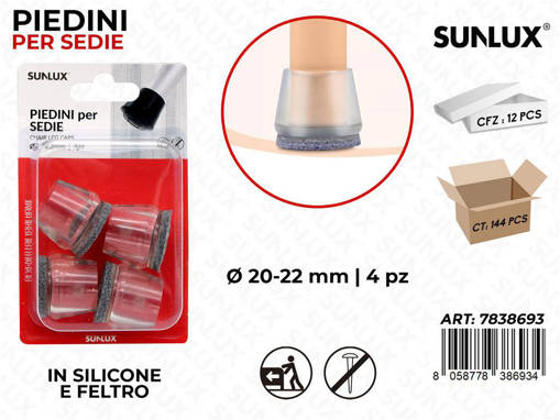 Sunlux Piedini Sedie Silic. Feltro 4Pcs 20-22Mm /Pz Da 12**