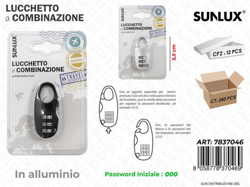 Lucchetto A Combinazione Allum. 2Col. 5.5Cm /Pz Da 12**