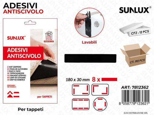 Sunlux ANTISCIVOLO PER TAPPETI 8PCS 180*30MM/PZ DA 12**