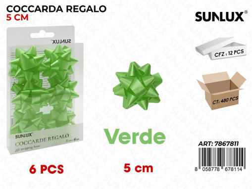 COCCARDE REGALO 2 CM VERDE   6PZ