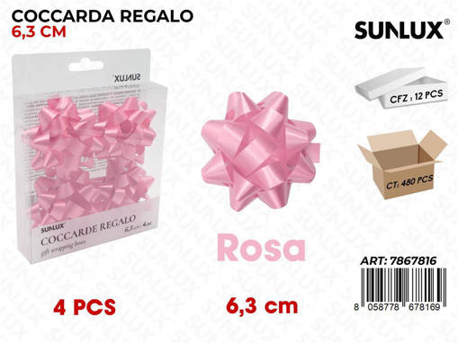COCCARDE REGALO 2,5CM ROSA  4PZ