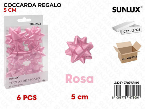 COCCARDE REGALO 2CM ROSA 6PZ