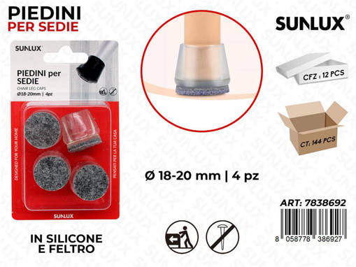 Sunlux Piedini Sedie Silic. Feltro 4Pcs 18-20Mm /Pz Da 12**