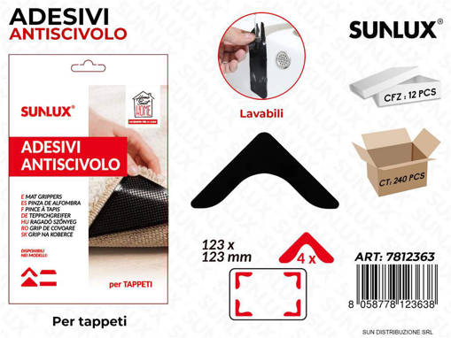 Sunlux Adv Antiscivolo Per Tappeti 4Pcs 123*123Mm/Pz Da 12**