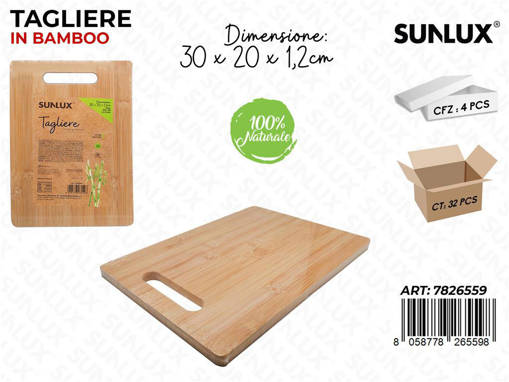 Sunlux Tagliere In Bamboo 30*20*1.2 Cm Pz Da 4**