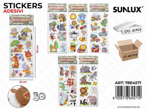 Stickers Adesivi 3D Ass. 25*55Cm Pz Da 12**