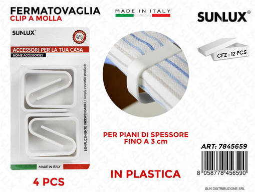 Sunlux /Fermatovaglia A Molla Bianco 4Pcs /Pz Da 12**