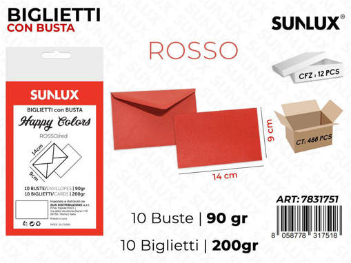 Biglietti Con Busta Rosso 9*14Cm-10 Pc /Pz Da 12**