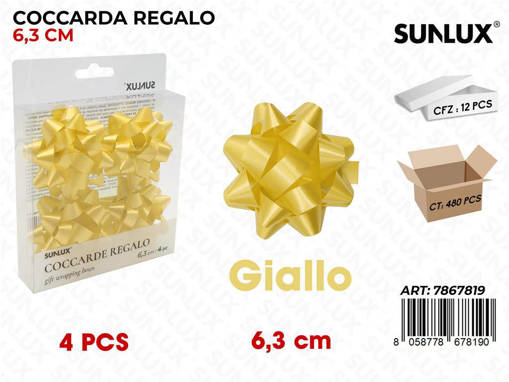 COCCARDA REGALO 2,5CM GIALLA 4PZ