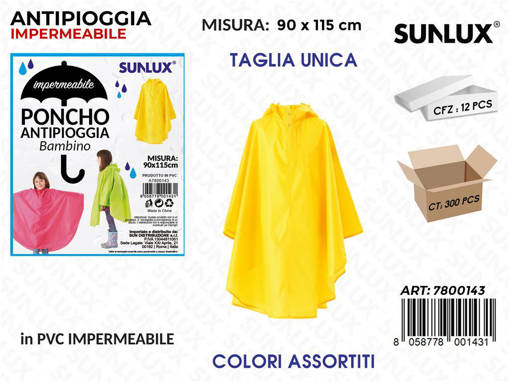 Sunlux PONCHO ANTIPIOGGIA BAMBINI /PZ DA 12**CFZ