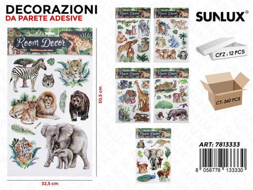 SUNLUX STICKERS ADV ANIMALI 32.5*50.5CM /PZ DA 12**