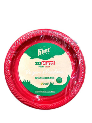 The Best Piatti Piani Riutilizzabili 20 Pz, Rossi