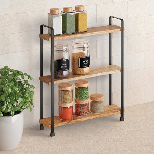 Metaltex Porta Spezie 3 Piani Cm 34X8X38 Legno Di Acacia Touchtherm Lava York Line Lava