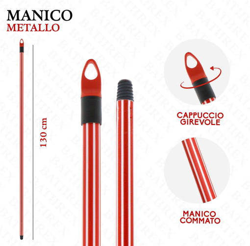 Bathrex Manico Metallo 130Cm Gommato Rosso/Bianco