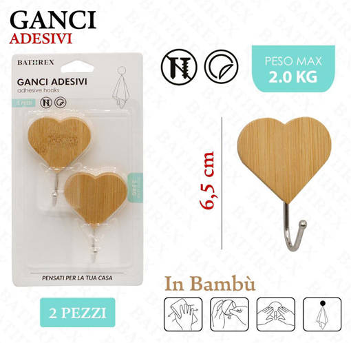 Bathrex Ganci Bambu Cuori 2Pz