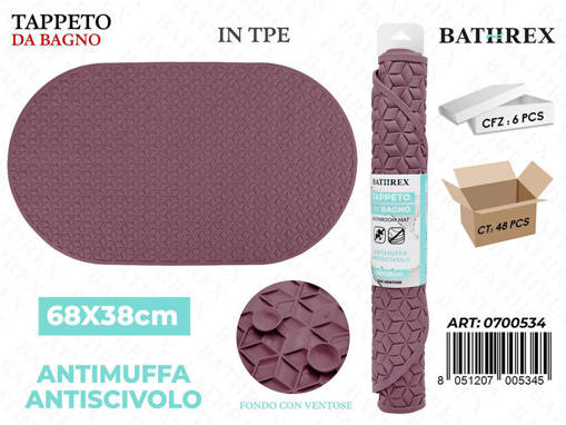 Bathrex Tappeto Da Bagno 68*38Cm Ovale Rosso Scarlatto