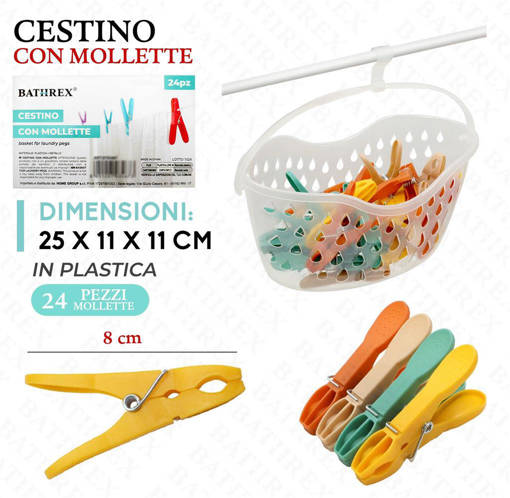 Bathrex Cesto C/Mollette 24Pz