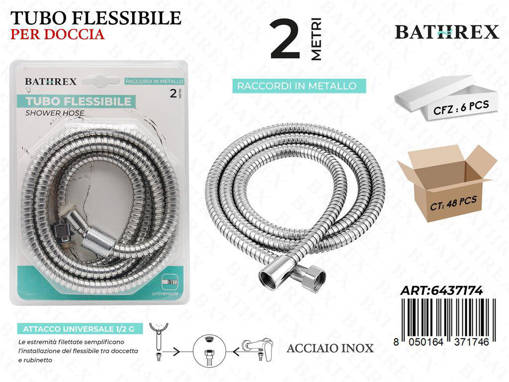 Bathrex Tubo Flessibile Doccia Acciaio 2.0M