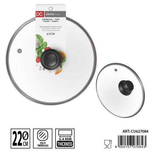 Dc Casa Coperchio Vetro Temperato 22Cm