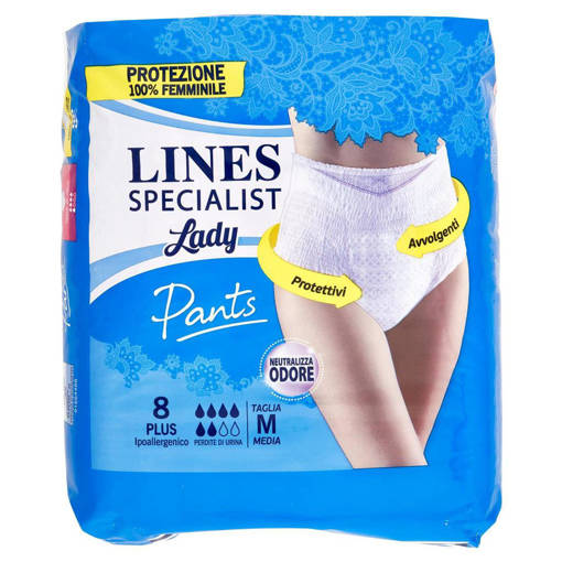 Lines Specialist Pants Plus Mutandina Assorbente Taglia Medio 8 Pezzi, Dispositivo Medico