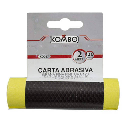 Kombo Carta Abrasiva A Grana Fina: Finitura 120-2Mt.-Colore  Giallo
