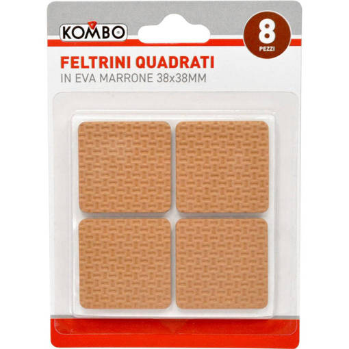 Kombo Set 8 Pz Feltrini Quadrati In Eva Marrone 38X38Mm