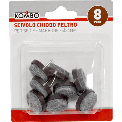 Kombo Set 8 Pz Scivolo Chiodo Feltro Per Sedie Grigio, Diametro 24Mm